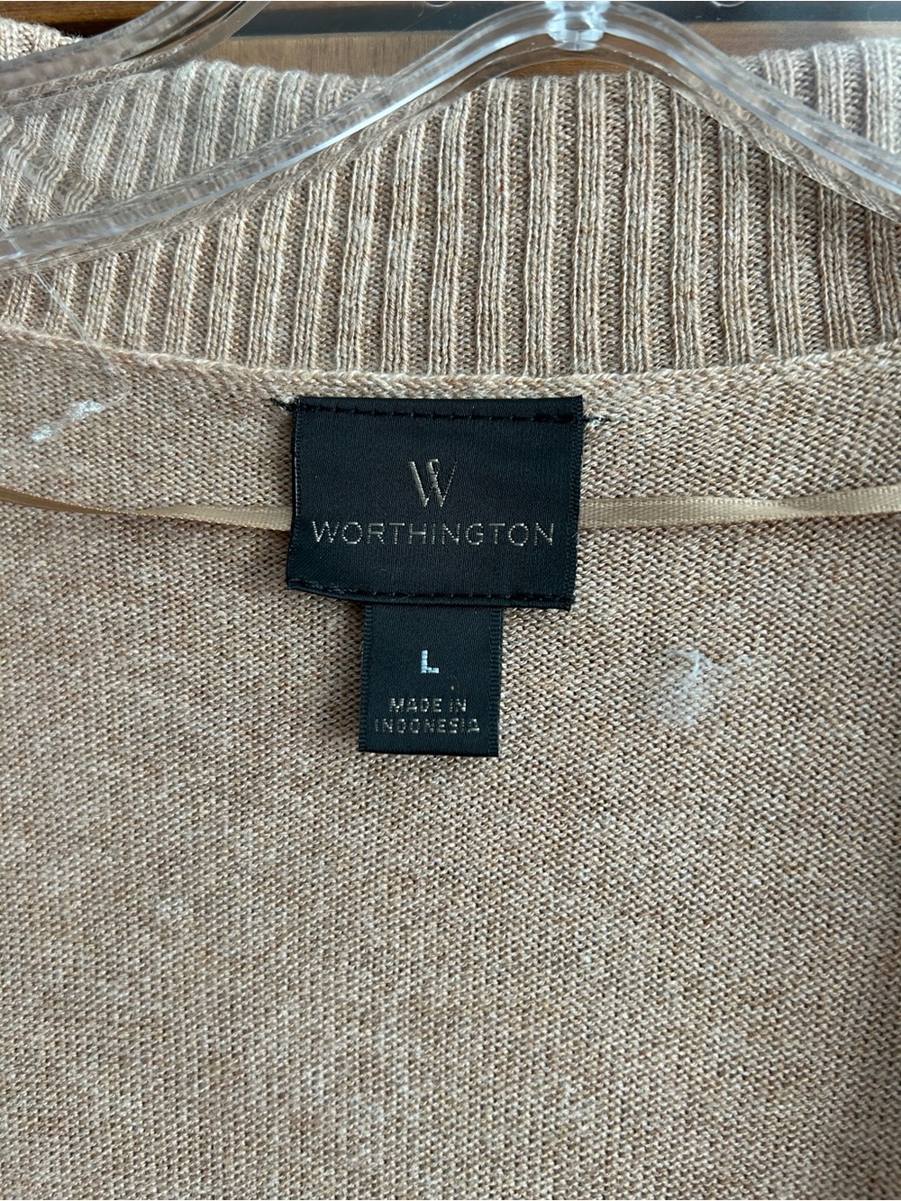 Worthington Open-Front Long Cardigan Sweater - Camel. Size L - Picture 2 of 6